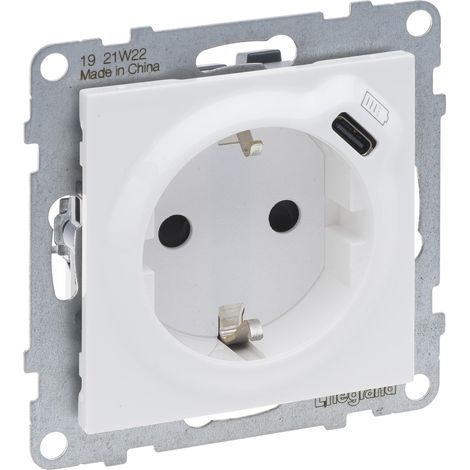 Legrand SEANO enchufe Schuko ultra blanco con USB C
