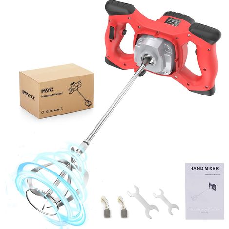 Mortar mixer 2100 W, 270-930 rpm, 6 speeds, concrete tap 220 V, spiral rod M14, mortar mixer Ø 120 mm, manual mixer for food, plaster, colour (1/5)