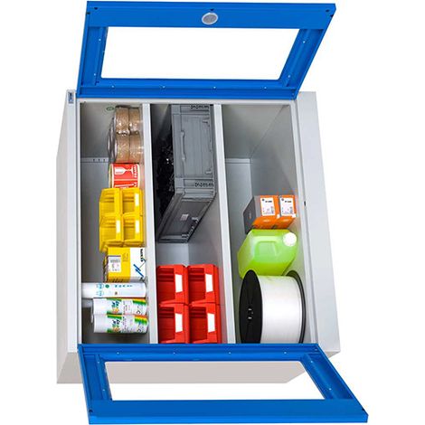 Werkstattschränke mit transparenten Türen - Abm. 1000x500x1000mm - Blaue Türen RAL 5015 - W030050001-GCBI
