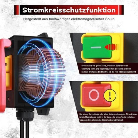 Interrupteur De Sécurité Monophasé - 220 V - Arrêt Durgence - Câble 50 Cm Et 100 Cm - Pour Machines À Bois - 1 Pièce (1/4)