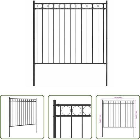 Clôture décorative - Clôture de jardin Assen en acier noir 1,7 x 1,5 m (1/5)