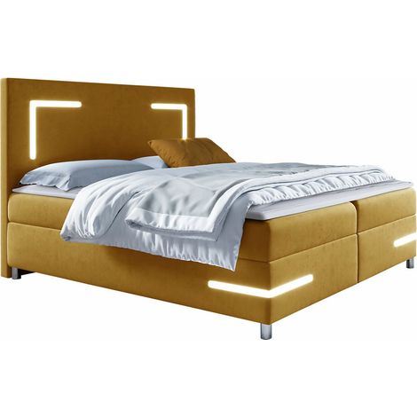 Lit boxspring Vallis, Fresh 37, Unique, Continental, 120x200, Tissu, Disponible, 120x212x120cm, LED: Disponible (1/5)