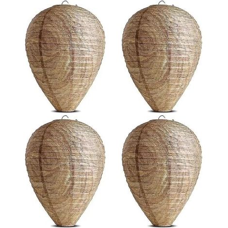 Ecleanfy - Lot de 4 pièges à guêpes en papier non toxique, répulsif pour abeilles - Nid de guêpes beige (1/5)