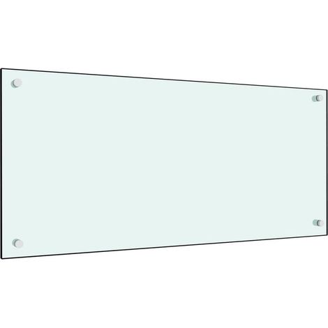 Dosseret de cuisine Fond de hotte Crédence de cuisine Blanc 90x40 cm Verre trempé NSME5113 (1/5)