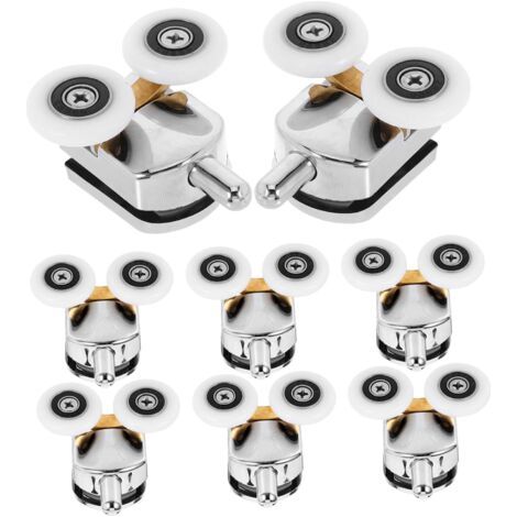 Set mit 8 Stück Schiebetürrollen, Türbeschlägen, Türrollen, Glastürrollen, Badezimmer-Glastürrollen