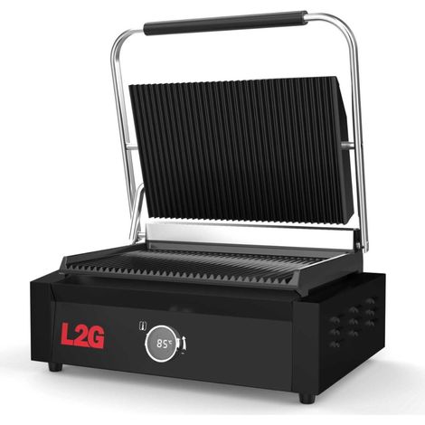 Grill Panini Simple Rainuré Noir Commande Digitale - 2,2 kW - L2G