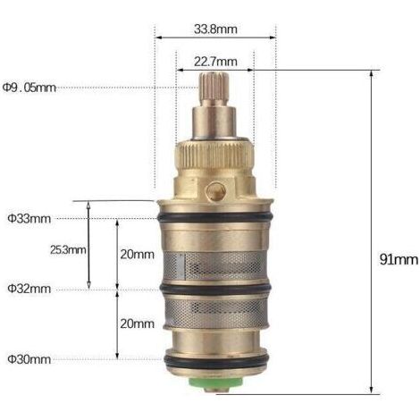 Cartouche thermostatique et poignée en laiton pour mitigeur de salle de bain, barre de douche, cartouche de robinet