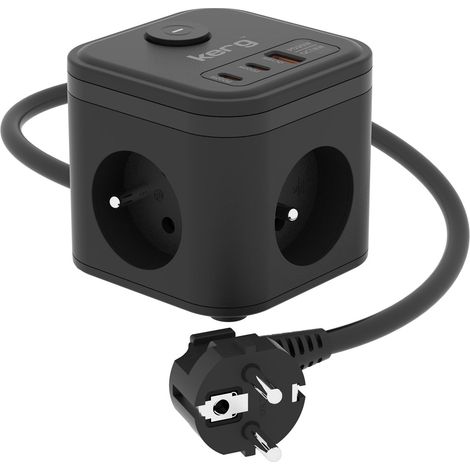 KERG SMART – Multiprise 3 prises + chargeur USB-A + USB-C 1,5 m 3 × 1,5 mm² H05VV-F 16 A/250 V (1/3)