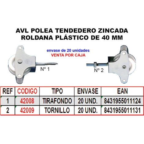 AVL – poulie de corde à linge en Zinc, poulie en plastique de 40mm avec vis HR05N