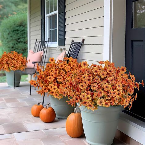 Lot de 10 fleurs artificielles d'automne pour extérieur, résistantes aux UV (1/4)