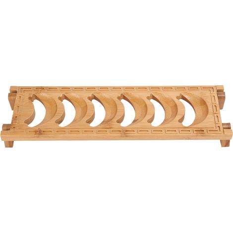 Porte-tasses à thé en bambou naturel à 6 compartiments, égouttoir à tasses, accessoires pour le service à thé (1/5)