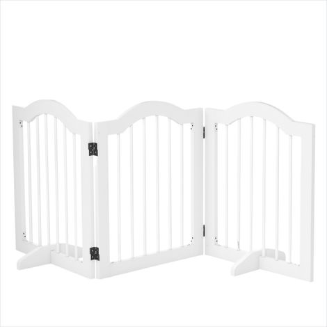 Chatière Barrière pour animaux pliable 3 panneaux MDF blanc (1/5)