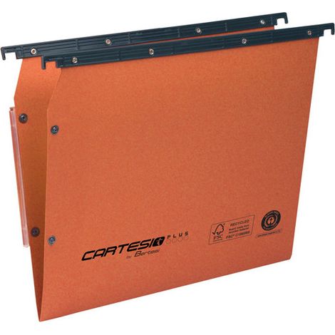 Bertesi Cartelle Sospese Cartesio Eco Interasse 33 Cm Fondo V Arancio Confezione 25 Pezzi