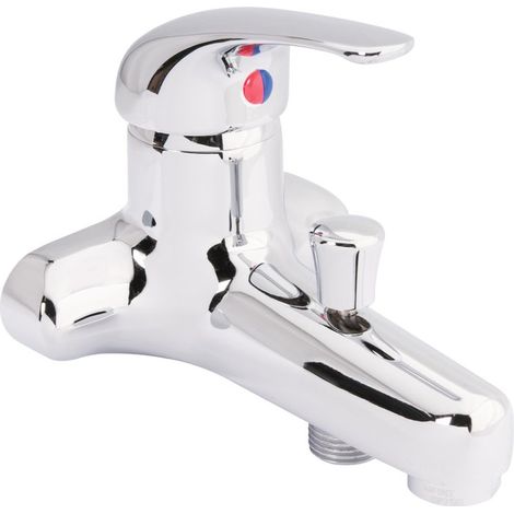 Mitigeur de baignoire chromé – Entraxe 110 mm – Raccordement MM 1/2' (15x21) – Fixation murale avec brise-jet – Plomberie