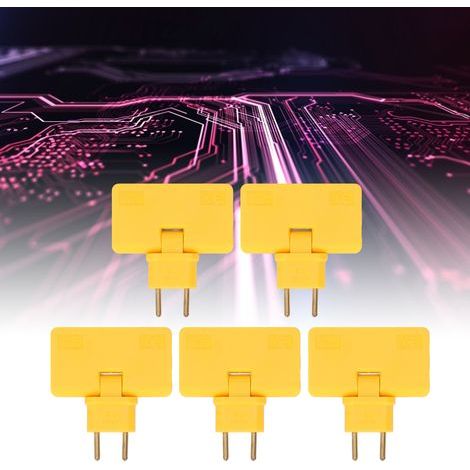 Adaptateur EU 1 vers 3 Prises, 5 Pièces Multiprise 180° sans Fil, 110‑250V Jaune (1/5)