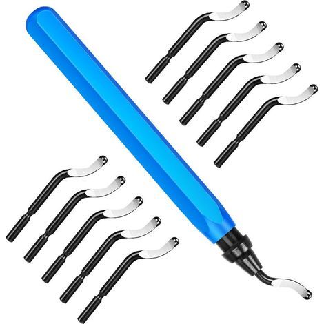 Ebavureur Outil D'ébavurage, Burr Remover Kit avec 10 BS1010 Lames de Rechange, Ebavurage Manuel 360 ° Rotatif Deburr pour l'impression 3D, Aluminium, Plastique, PVC, Cuivre et Acier Métal (1/5)