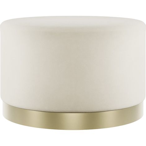 Lara Large Pouffe - Velvet/Metal - L60.5 x W60.5 x H35.5 cm - Cream/Gold Brushed (1/2)