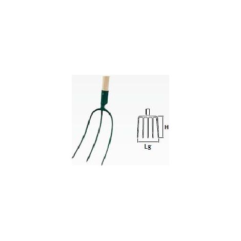 Fourche à foin douille 3 dents - 30 cm manche bois certifié PEFC 100%