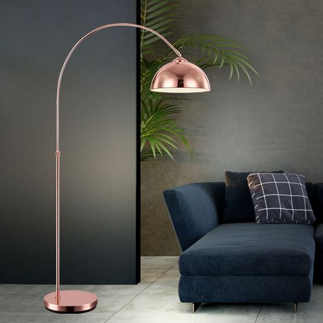 Lampada da terra ad arco a LED Lampada da terra color rame illuminazione interruttore a pedale altezza regolabile soggiorno-dormitorio-sala da pranzo