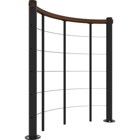 Minka Brüstungsgeländer mit Untergurten und Holz-Handlauf rund Walnuss Schwarz 140cm (1/3)