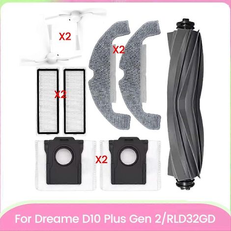 9 pièces brosse principale, brosse latérale et filtre sac à poussière chiffon de serpillière pour D10 Plus Gen 2/RLD32GD accessoire pour aspirateur (1/5)