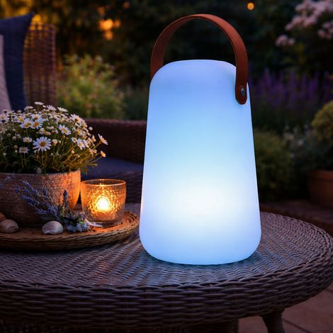 Tischleuchte Akku Garten Tischlampe Außenlampe USB aufladbar dimmbar Fernbedienung Farbwechsel tragbar, 1x RGB LED warmweiß, DxH 12,5x21 cm (1/5)