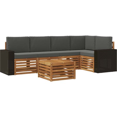 Sectional Sofa Set with Cushion 6 pcs Natural and Anthracite vidaXL