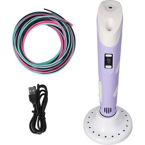 Stylo 3D Imprimante ABS/PLA - Kit Débutant avec Support et 3 Couleurs, Alimentation DC5V Violet (1/5)