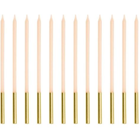 Velas de cumpleaños lisas de color beige de 14 cm, 12 unidades