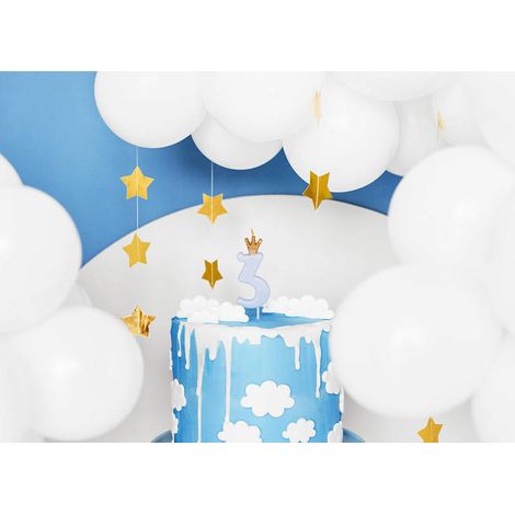 Bougie d'anniversaire numéro 3 avec couronne, bleu clair (1/2)