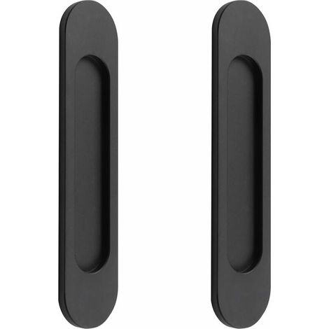Poignée de porte coulissante ovale autocollante, sans poinçon, adaptée aux portes de grange coulissantes, fenêtres, placards (18 cm noir) (1/5)