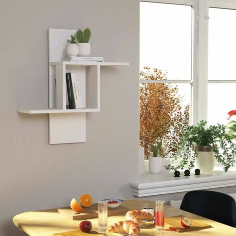 Dmora - Estantería Dmatej, Estante, Estante de pared, Estanterías multiusos, 64x20h70 cm, Blanco (1/3)
