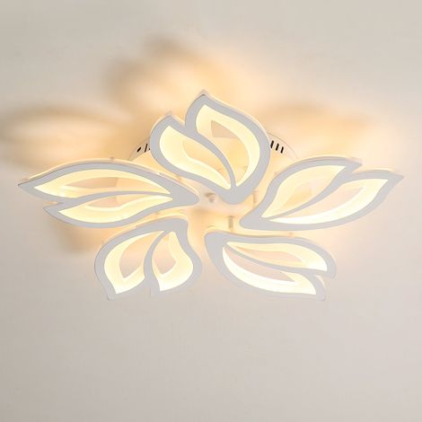 COMELY Plafonnier LED Créatif Pétales Design, 65W Lampe de Plafond Acrylique, Moderne Blanc Luminaire Plafonnier LED pour Chambre Salon Salle à Manger Cuisine Couloir, Blanc Chaud 3500K (1/5)