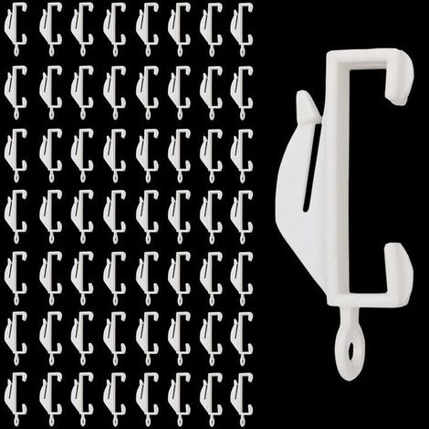 50pcs Crochet de rideau en plastique - Compatible rail de douche Facile à utiliser - Rideaux de fenêtre et douche - Blanc (1/5)