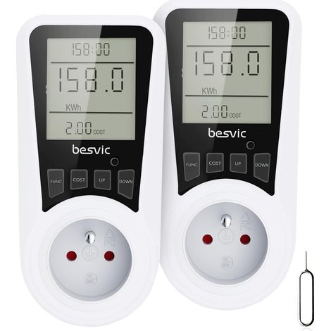 Prise Compteur d'Énergie, Wattmètre Mesure Consommation Electrique, avec 7 Modes de Surveillance, Protection Contre Les Surcharges, 3680W, ( 3Packs) (1/5)