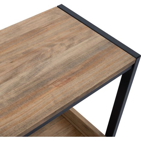 Consola iCub con bandeja 120x32x75cm Negra en madera maciza de pino acabado vintage estilo industrial Box Furniture