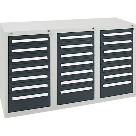 Stumpf Schubladenschrank Serie T-100/35-1, RAL 7035/7016, 21 Schubladen (1/3)