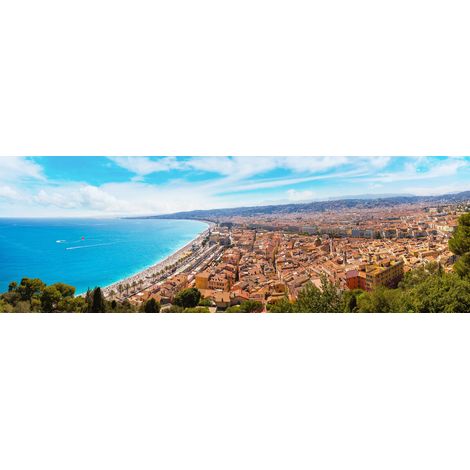 Tableau sur toile vue panoramique de Nice 30x97 cm - Impression sur Toile Murale Décorative - Image imprimée en HD sur Toile - Toile sur Châssis en Bois FSC - Fabriqué en France (1/4)