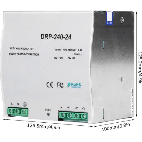 Geregeltes und einstellbares LED-Netzteil der Serie DR-240-240, DIN-Schienenmontage (1/5)