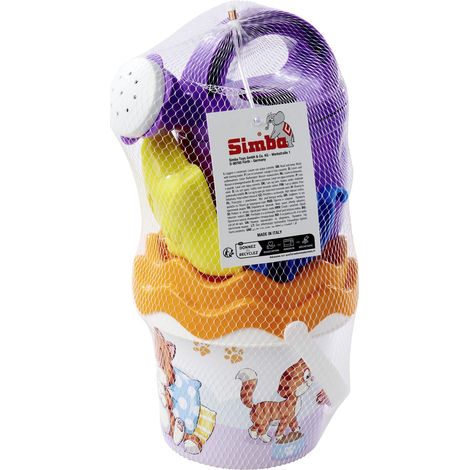 ENSEMBLE DE SEAUX POUR BÉBÉ CHAT 6 PIÈCES, SEAU, PASSOIRE, FORME DE SABLE, PELLE, RÂTEAU, ARROSEUR, HAUTEUR : 11 CM, DIAMÈTRE :