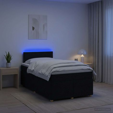 Cama box spring con colchón Negro 120 x 190 cm Tela (1/5)