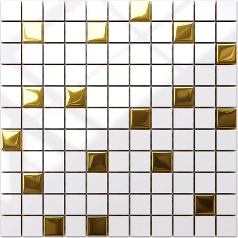 Ilcom mosaico in ceramica per bagno o cucina 30cm x 30cm - Metallic gold (1/4)