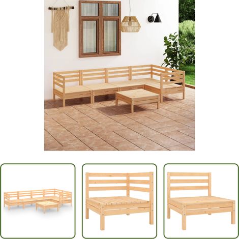 Holzsofa - 6-tlg. Garten-Lounge-Set Kiefer Massivholz (1/5)
