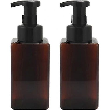 Filiyano-Lot de 2 flacons pompes à mousse pour gel hydroalcoolique, flacons vides rechargeables de 450 ml pour gel hydroalcoolique moussant - Marron (1/5)