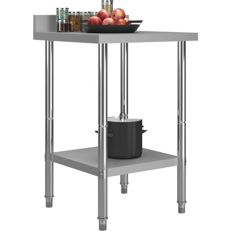 Table de travail de cuisine avec dosseret 60x60x93 cm Inox