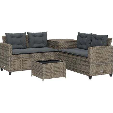 Maison Exclusive - Sofá de jardín en forma de L con mesa y cojine (1/5)