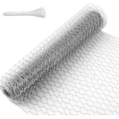 Grillage à poule 10 m - 40 cm de haut - grillage fin en maille de 25 mm - grillage rigide en fil de fer galvanisé - idéal pour clôture jardin et enclos pour petits animaux (1/5)