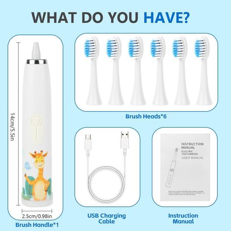 Brosse à dents électrique - avec 6 têtes de brosse interchangeables, minuterie, 4 modes (Blanc)-AquaForge (1/4)
