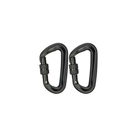 Kletterkarabiner, schwarzer, robuster D-förmiger Aluminium-Verschlusskarabiner (2 Stück) (1/5)