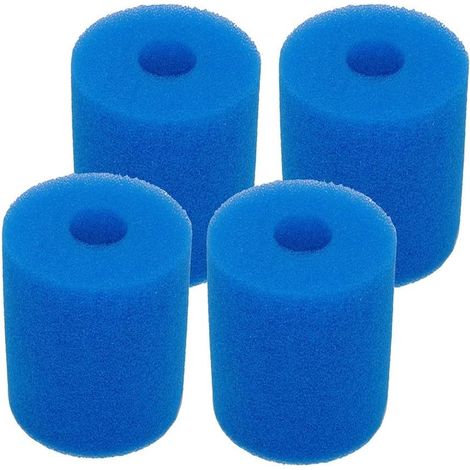 4 Pack H-Type Reusable Washable Hot Tub Cleaning Tool Pool Filter Cartridge Sponges for H-Type in-Tex Sponge Filter, Blue